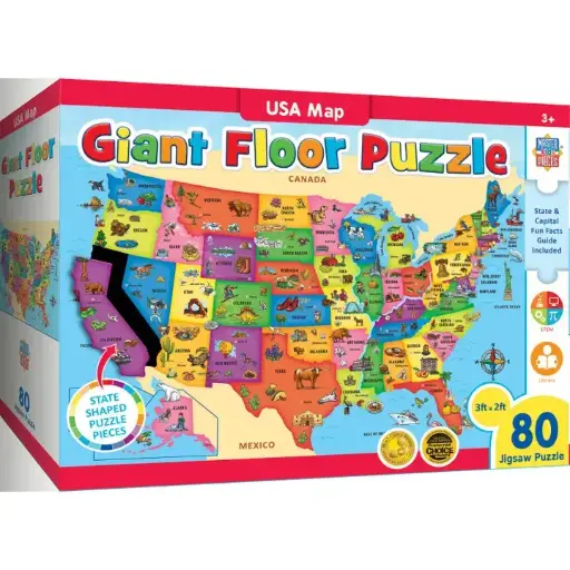 MasterPieces Explorer - USA Map 80 Piece Floor Jigsaw Puzzle